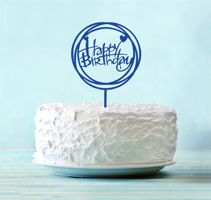 Топпер «happy birthday», круг, синий 11х17см 3960646 - фото 10671