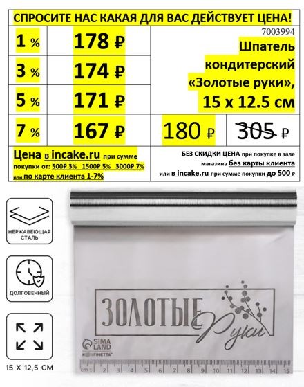 Шпатель кондитерский «Золотые руки», 15 х 12.5 см 7003994 - фото 13690