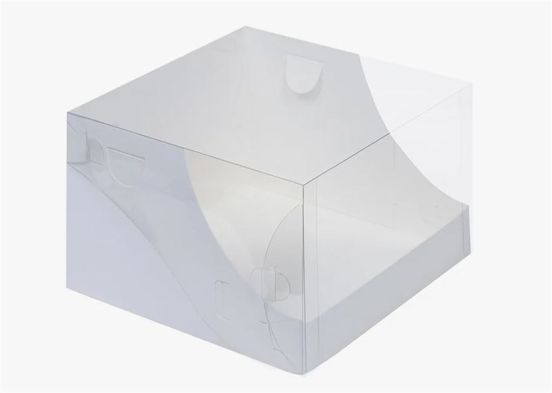 Коробка для торта, 200x200x140мм, мелованный картон, белая, с прозрачной крышкой 25073 - фото 14234
