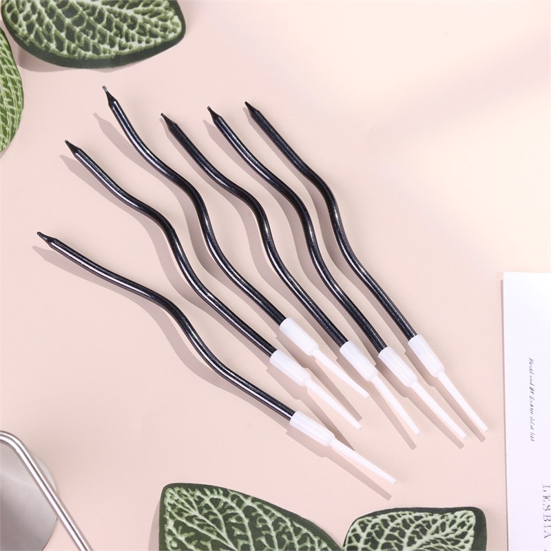 Свеча для торта  "Серпантин" 6 шт, высота 12 см,  коктейльные, Чёрные 7597553