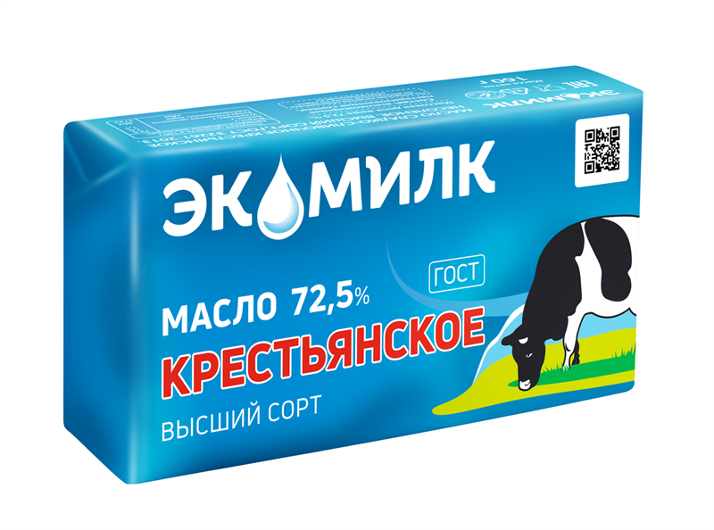 Масло Сливочное Экомилк Крестьянское 72,5% 160г 42331