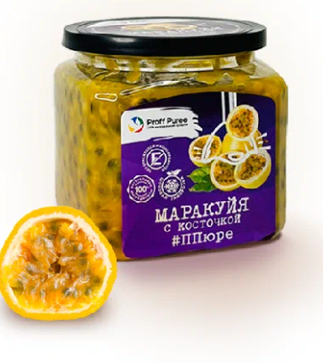 Замороженное пюре МАРАКУЙЯ С КОСТОЧКОЙ 500гр Proff Puree 42851