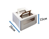 Коробка для торта С ОКНОМ И РУЧКАМИ 26х26х15см 17623