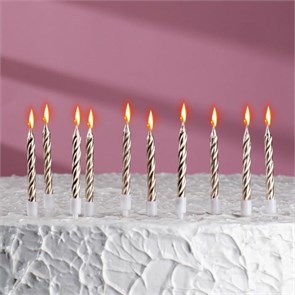 Свечи в торт "Спираль", 10шт,  7 см, бронзовый металлик 2919668