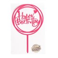Топпер «happy birthday», круг,  розовый 11х17см 3960645 - фото 10667