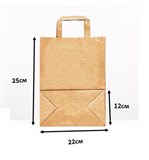 Пакет крафт без печати , дно 22 х 12 , высота 25 см, плоская ручка 10384049 - фото 13957