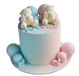 МИШКА ПУХЛЯШ С ЗАЙКОЙ ЗОЛОТОЙ из шоколадной глазури, h=7см, d=7см 76769 - фото 14018