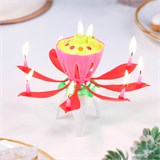 Свеча для торта музыкальная «Тюльпан», красная, 12×5 см 2385922