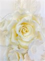 Композиция с 2-мя БЕЛЫМИ РОЗАМИ из сахарной мастики 18х27см 1150 - фото 5995