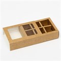 Коробка под 6 конфет с окном, крафт, 13,7 х 9,85 х 3,85 см 30477409 - фото 6520