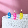 Свеча в торт на шпажке, цифра 9, ЖЁЛТАЯ, 4.5х2.5см 30477275 - фото 9506