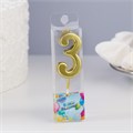 Свеча-цифра 3 золотая, 4.5 х 2.5 см, на шпажке 2385832 - фото 9606