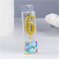 Свеча-цифра 6 золотая, 4.5 х 2.5 см, на шпажке 2385835 - фото 9627