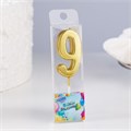 Свеча-цифра 9 золотая, 4.5 х 2.5 см, на шпажке 2385838 - фото 9648